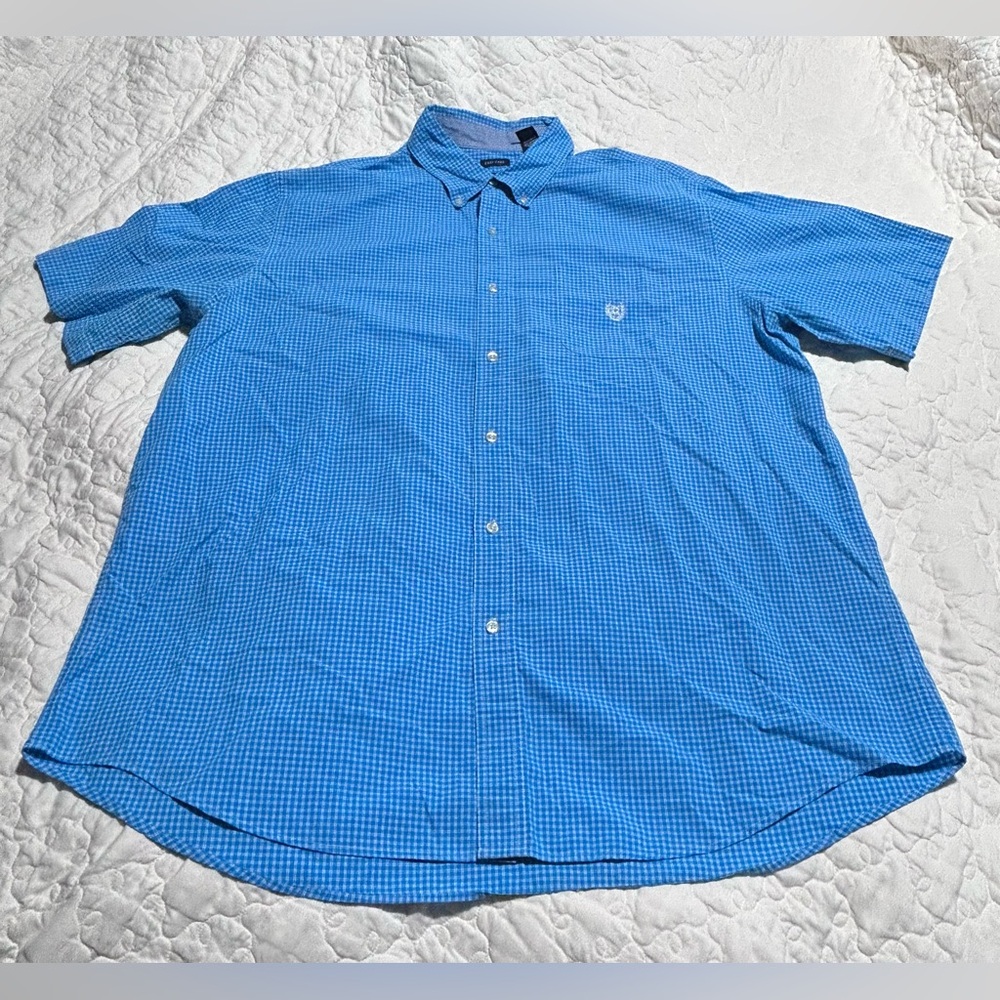 Men’s Chaps Size 2XT Short Sleeve Button Down Blue Shirt